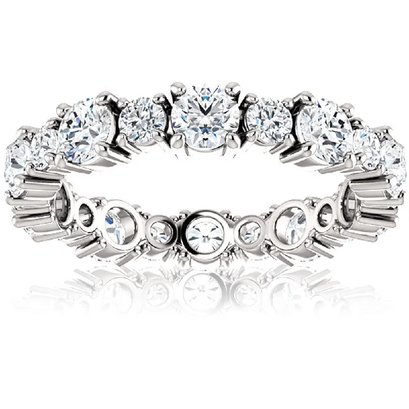 Women’s floral engagement rings-2 3/4 Ct Diamond Eternity Ring 14k White Gold Womens Anniversary Wedding Band