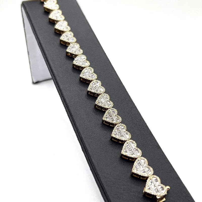 Women’s art deco bracelets-10KT DIAMOND HEART BRACELET