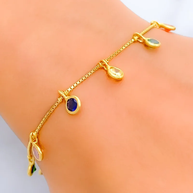 Women’s opal bracelets-Noble Majestic 22k Gold CZ Bracelet