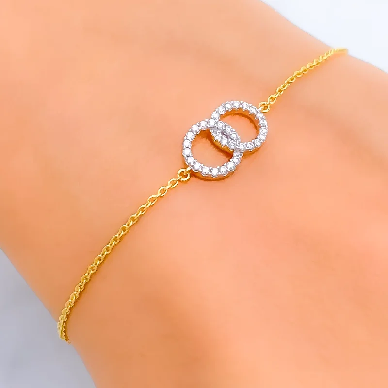 Women’s beaded bracelets-Elegant Dual Spiral Diamond + 18k Gold Bracelet