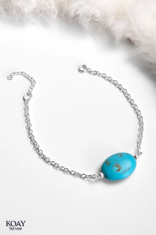 Women’s pearl bangle bracelets-Turquoise Stone Bracelet