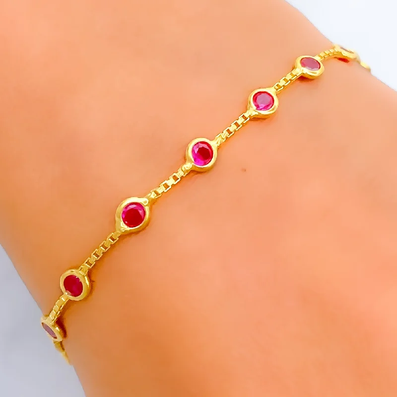 Women’s stacked bangles-Chic Radiant 22k Gold CZ Bracelet