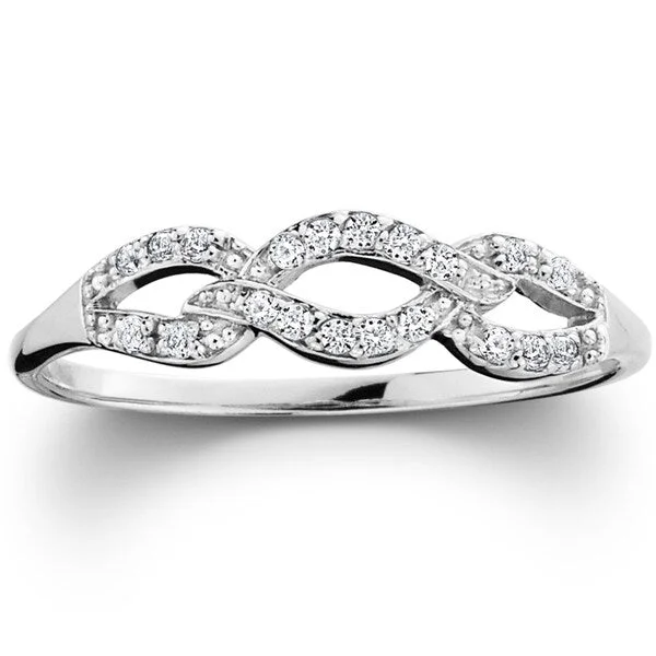 Women’s double halo engagement rings-Pompeii3 10k White Gold 1/10ct TDW Diamond Infinity Wedding Ring (I-J,I2-I3)