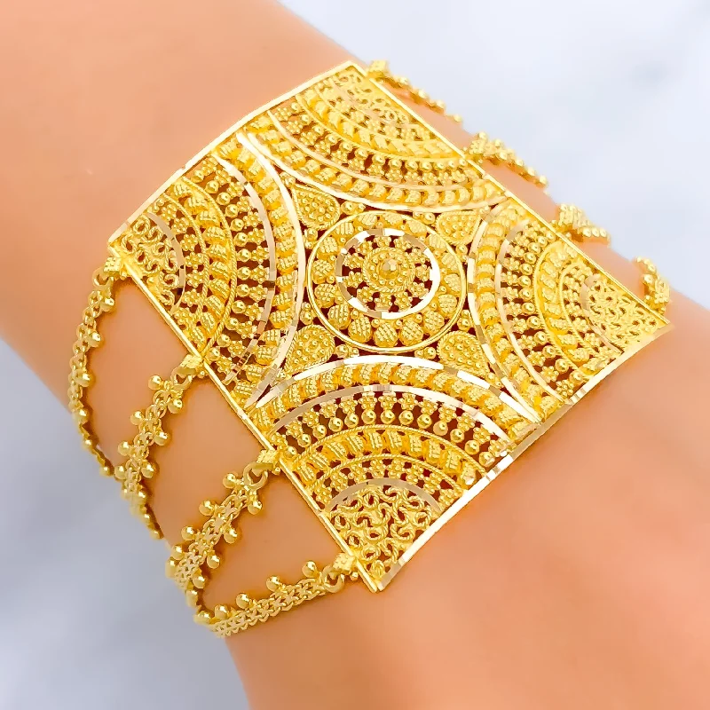 Women’s silver bracelets-Royal Mandala 22k Gold Statement Bracelet