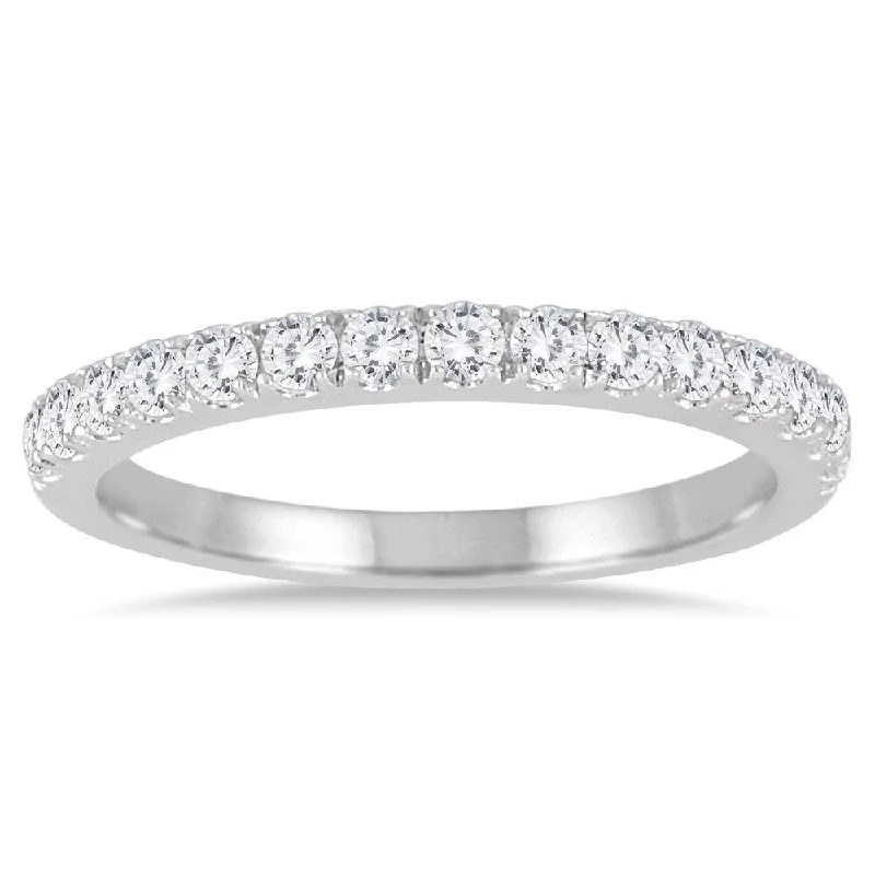 Women’s halo diamond engagement rings-1/2 Carat TW Diamond Wedding Band in 10K White Gold