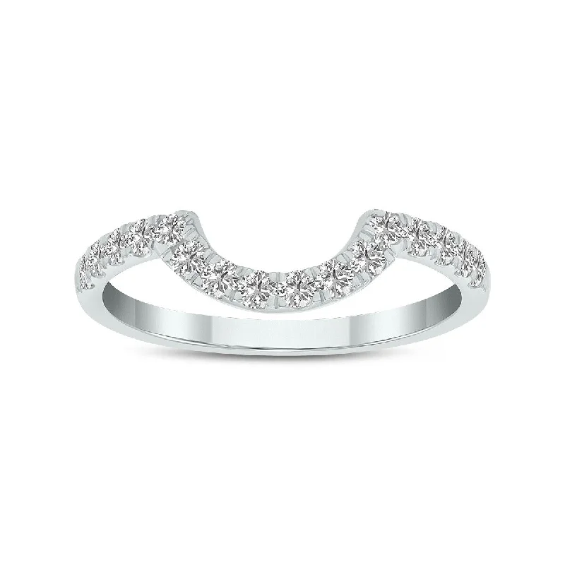 Women’s diamond and ruby engagement rings-Marquee Jewels 3/8 Carat TW Lab Grown Diamond Wedding Band in 14K White Gold