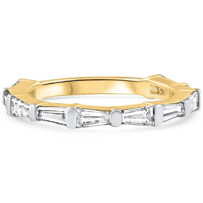 Women’s romantic engagement rings-1 1/5Ct Tapered Baguette Diamond Wedding Ring Gold Lab Grown