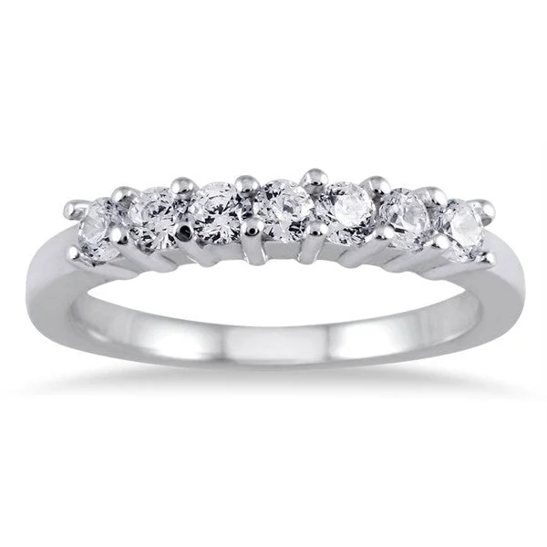 Women’s diamond engagement rings-1/2 Carat TW Seven Stone Diamond Wedding Band in 10K White Gold