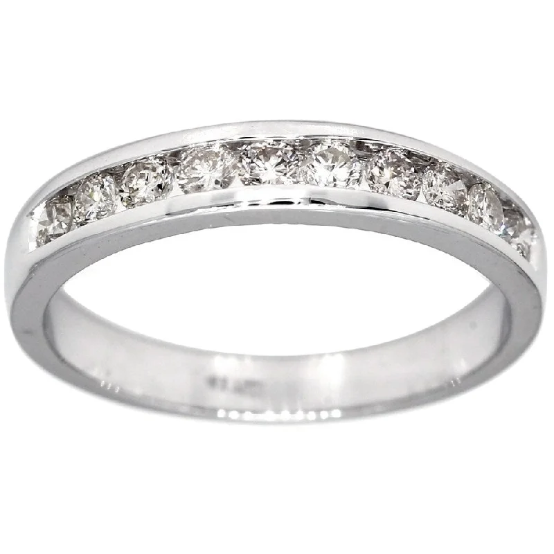 Women’s platinum diamond engagement rings-Pompeii3 10k White Gold .50ct TDW Diamond Wedding Ring Channel Set