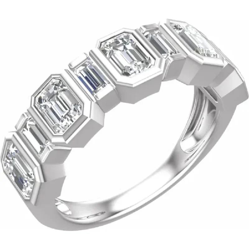 Women’s square-cut diamond engagement rings-2.00Ct Emerald Cut Wedding Ring Anniversary Band Gold Lab Grown