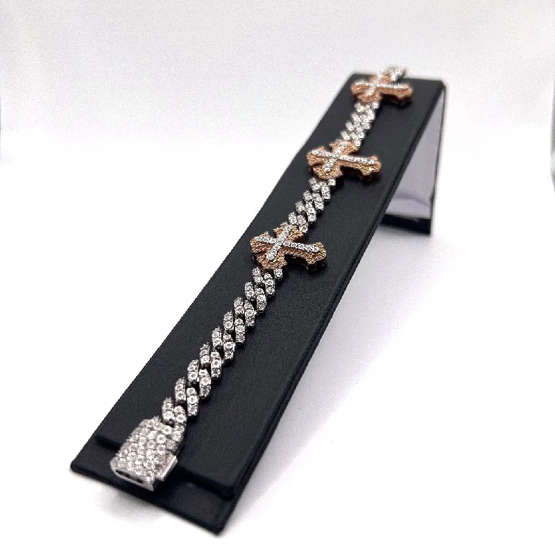 Women’s luxury bracelets-Diamond Cuban Cross Bracelet