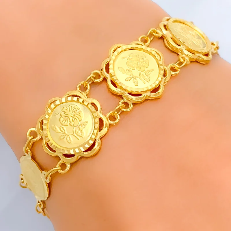 Women’s multicolored bracelets-Royal Majestic 22k Gold Coin Bracelet