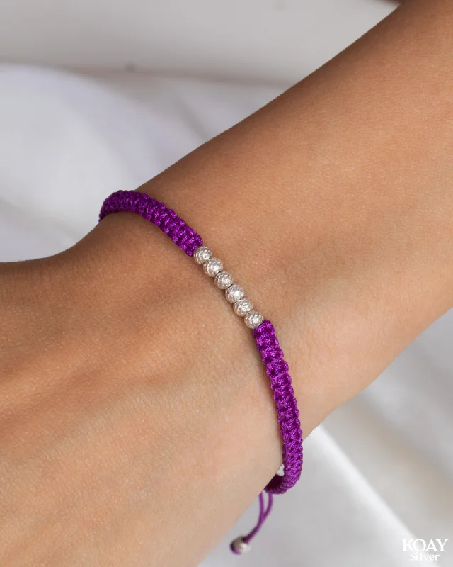 Women’s sterling silver bangles-Balls Purple Bracelet (02)