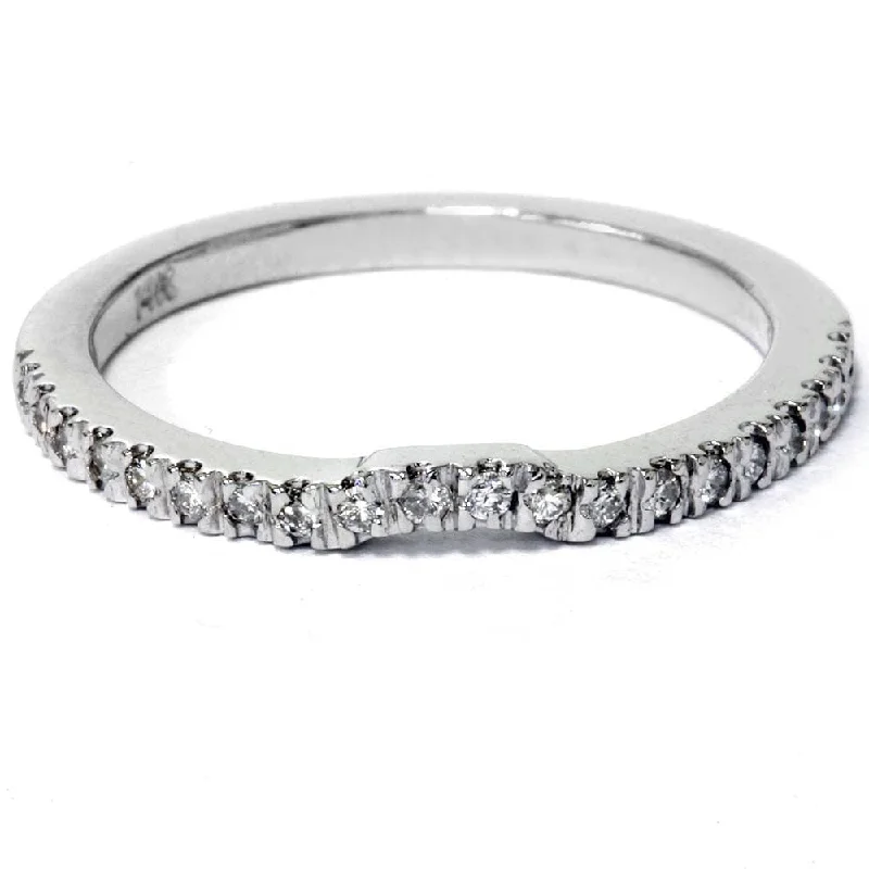 Women’s modern engagement rings-1/5ct Curved Diamond Wedding Band White Gold