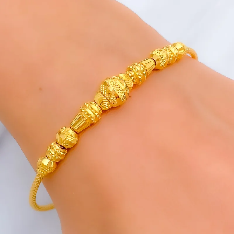 Women’s cuff bangles-Elevated Checkered 22k Gold Bangle Bracelet