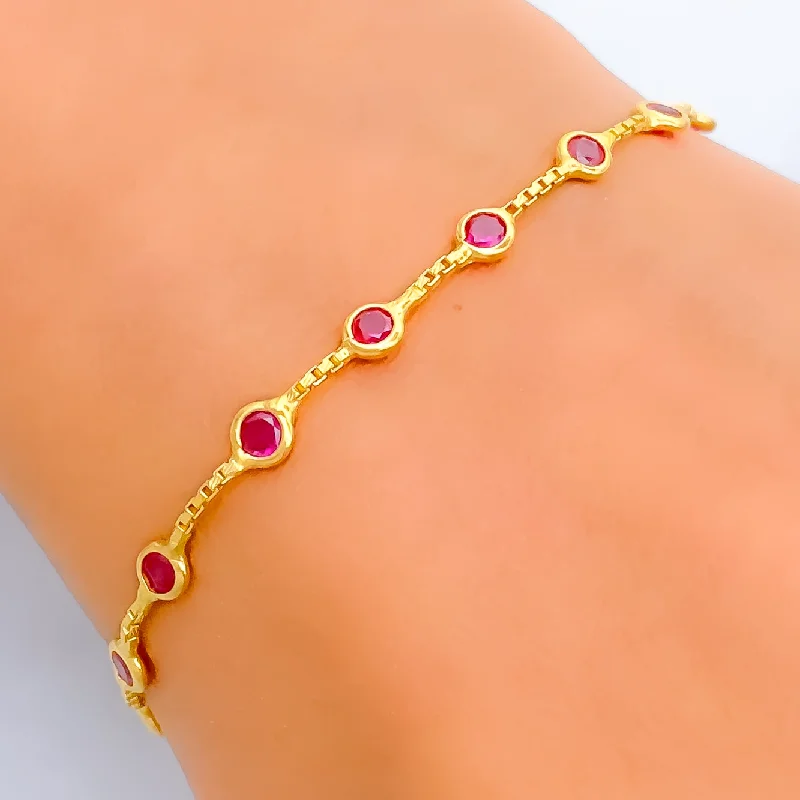 Women’s trendy bangles-Minimalist Chic 22k Gold CZ Bracelet