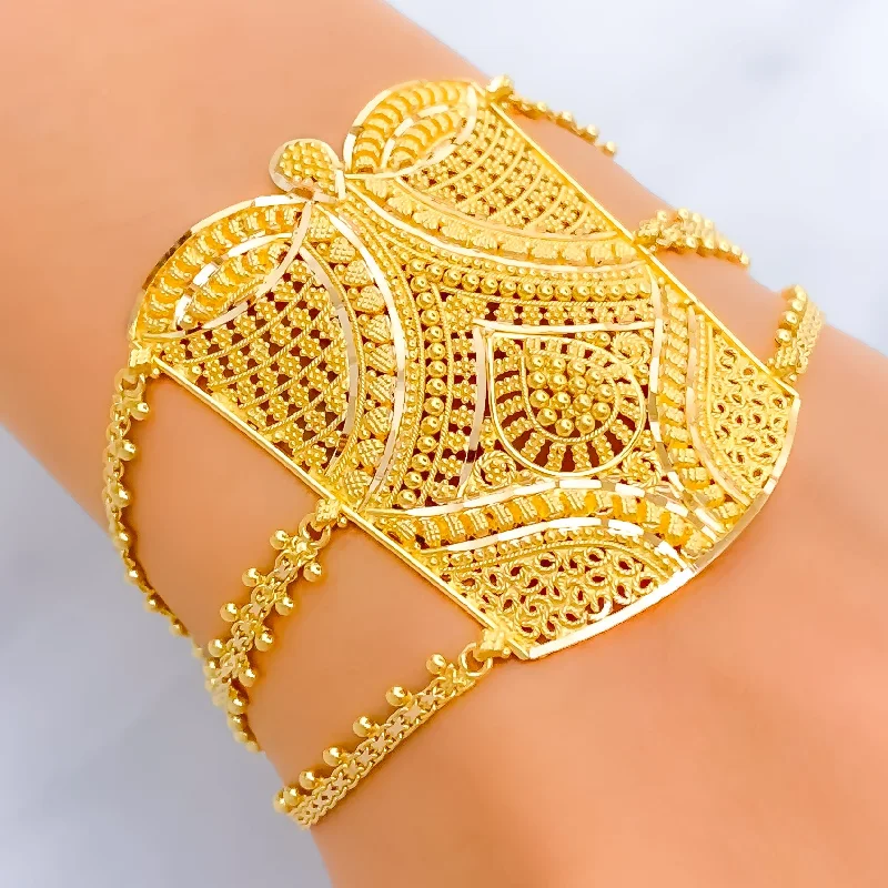 Women’s cuff bangles-Distinctive Priceless 22k Gold Statement Bracelet