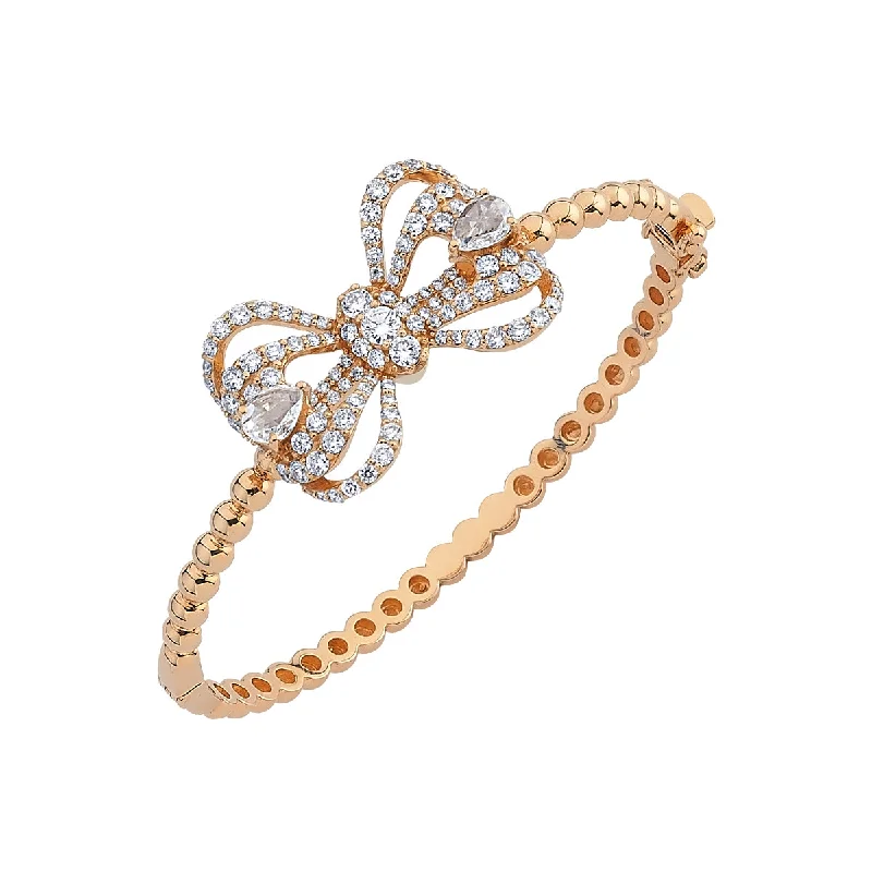 Women’s woven bracelets-BOW GOLD DIAMOND BRACELET