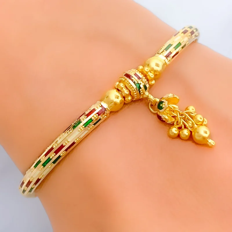 Women’s infinity bangle bracelets-Attractive Multi-Color 22k Gold Bracelet