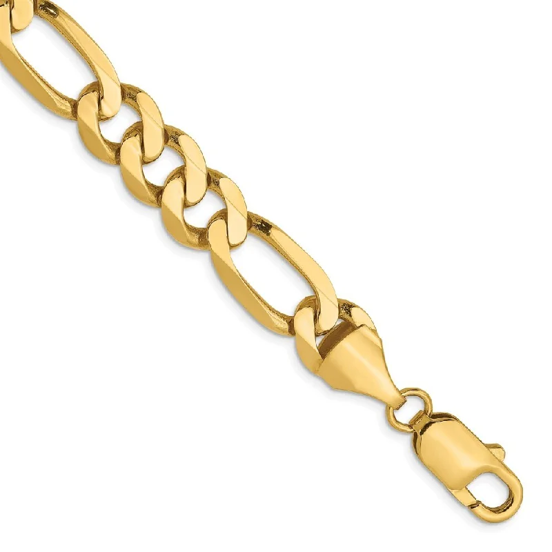 Women’s eternity bracelets-14k Yellow Gold 8.75mm Flat Figaro Chain Bracelet, 8"