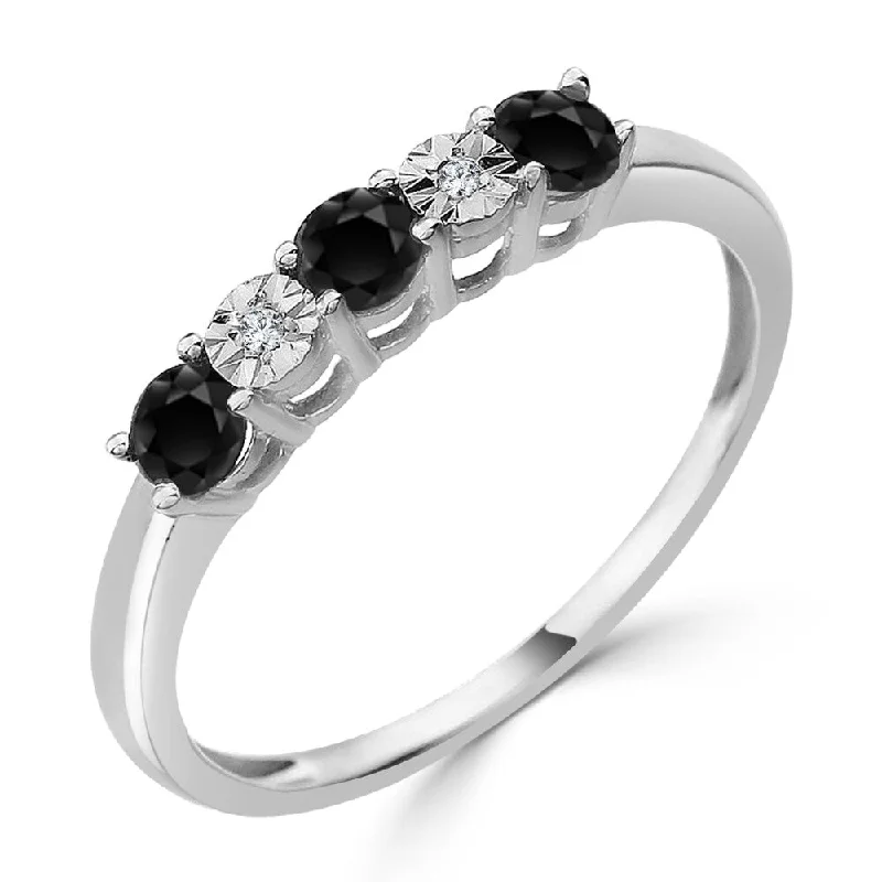 Women’s three-stone engagement rings-Auriya 1/3ctw 5-stone Black Diamond Wedding Band 10k Gold Stackable