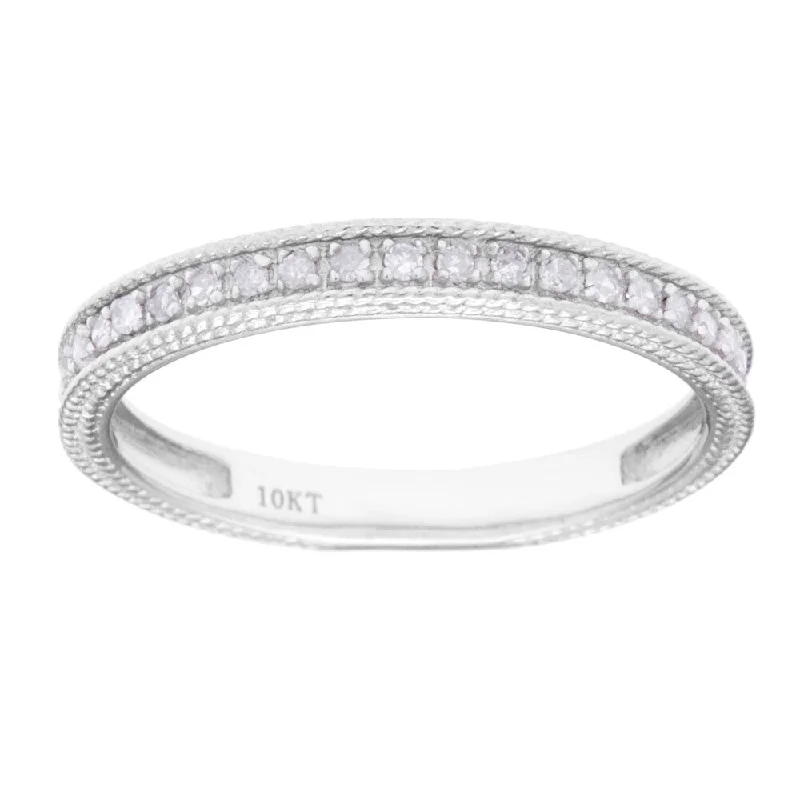 Women’s vintage engagement rings-10k White Gold 1/6ct TDW Diamond Wedding Band