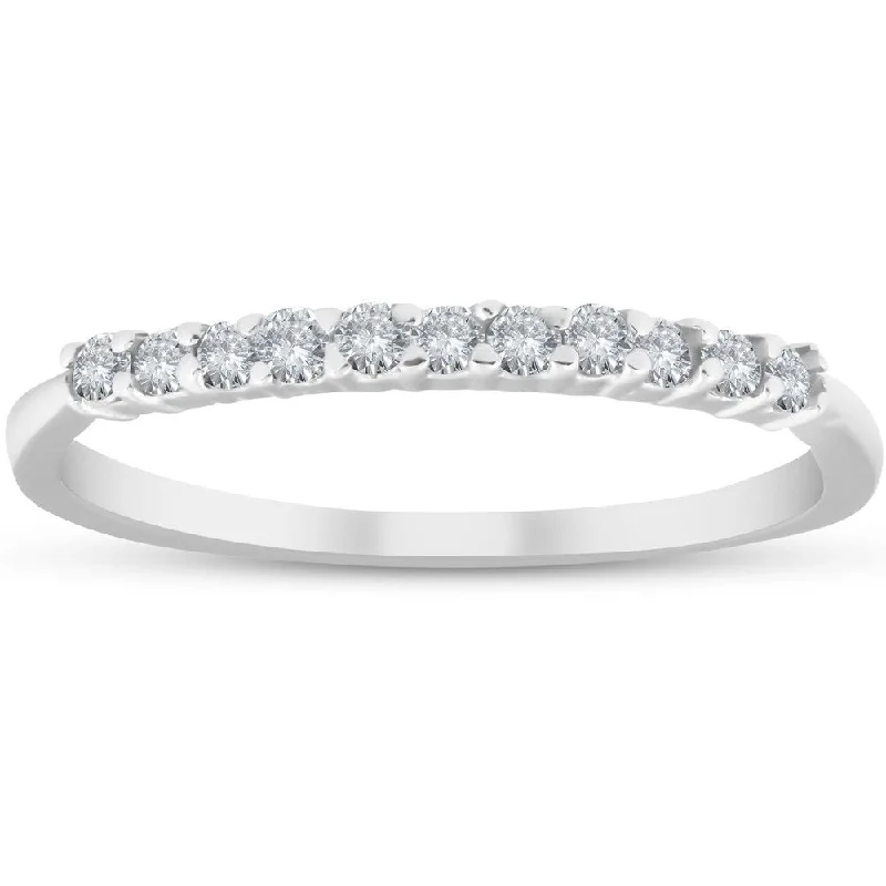 Women’s stackable engagement rings-14k White Gold 1/4 Ct Diamond Wedding Anniversary Ring