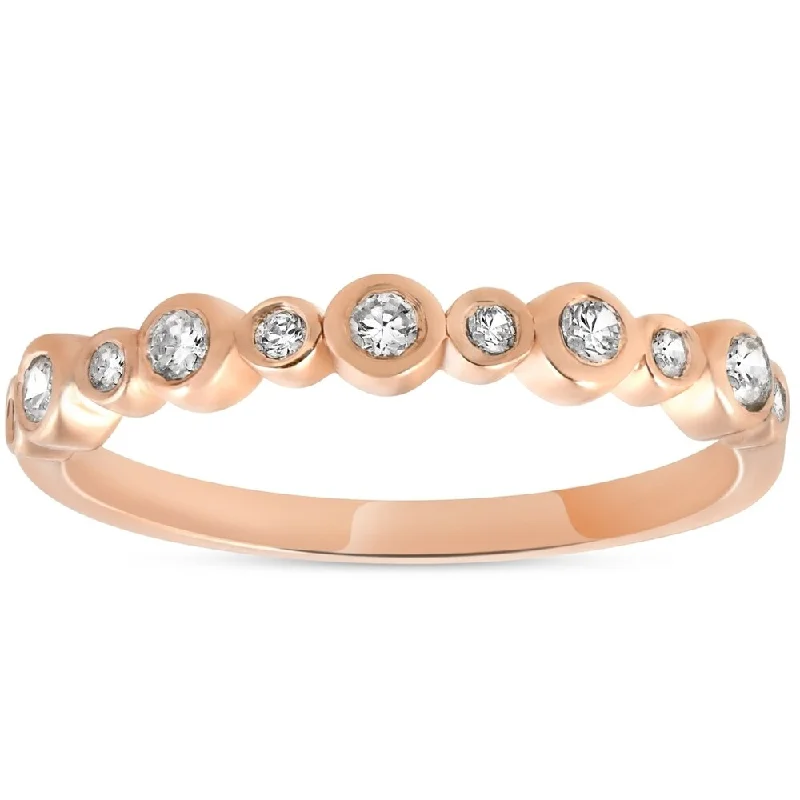 Women’s fancy diamond engagement rings-Pompeii3 14k Rose Gold 1/3 ct TDW Diamond Wedding Ring Stackable Womens Anniversary Band