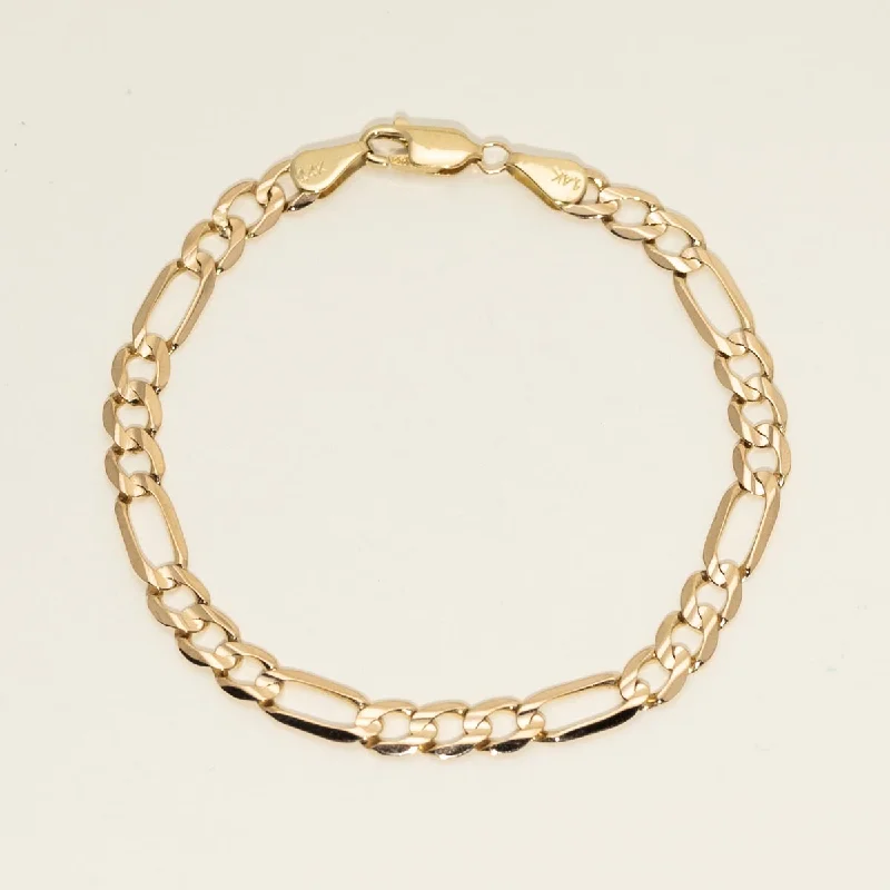 Women’s engraved bracelets-Estate Figaro Chain Bracelet in 14kt Yellow Gold (7 inches and 5.5mm wide)