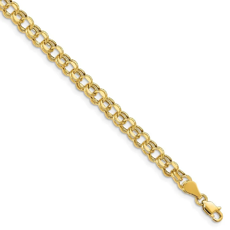 Women’s thin bangles-14k Yellow Gold Lite 5mm Double Link Charm Bracelet, 7.25"