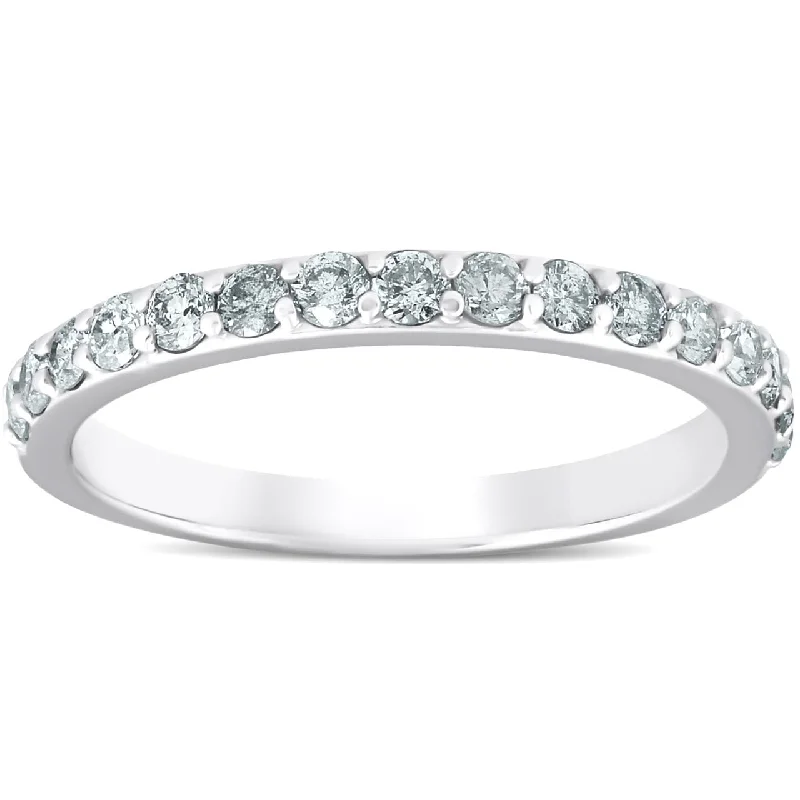 Women’s engagement rings with diamonds and sapphires-1/2 Ct Diamond Wedding Ring White Gold Womens Anniversary Band