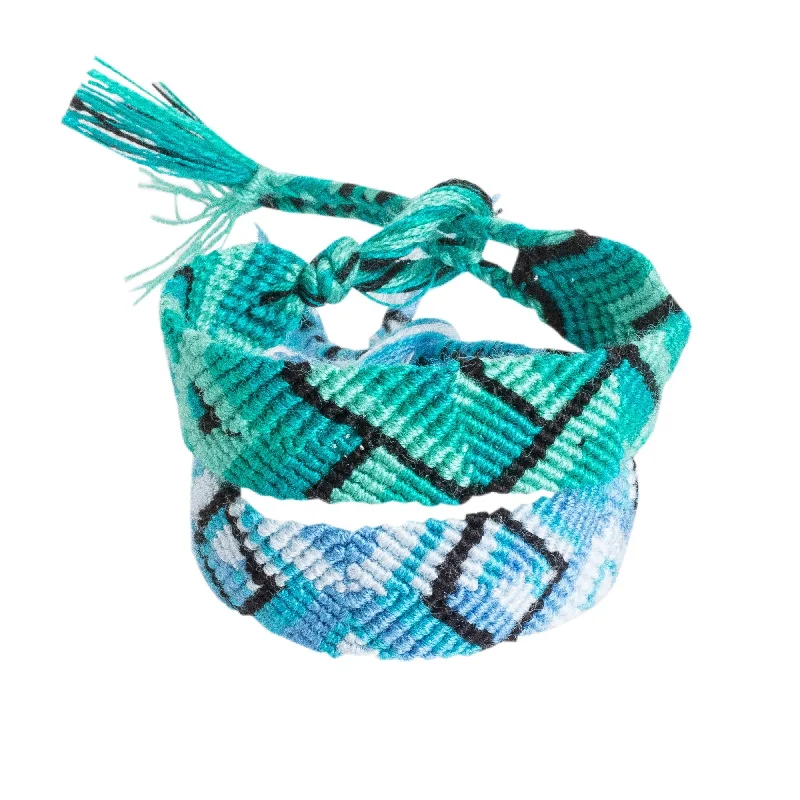 Women’s simple cuff bracelets-Novica Handmade Marine Rapture Macrame Friendship Bracelets (Pair)