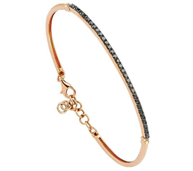 Women’s rose gold bracelets-BLACK DIAMOND THIN CLAMP BRACELET