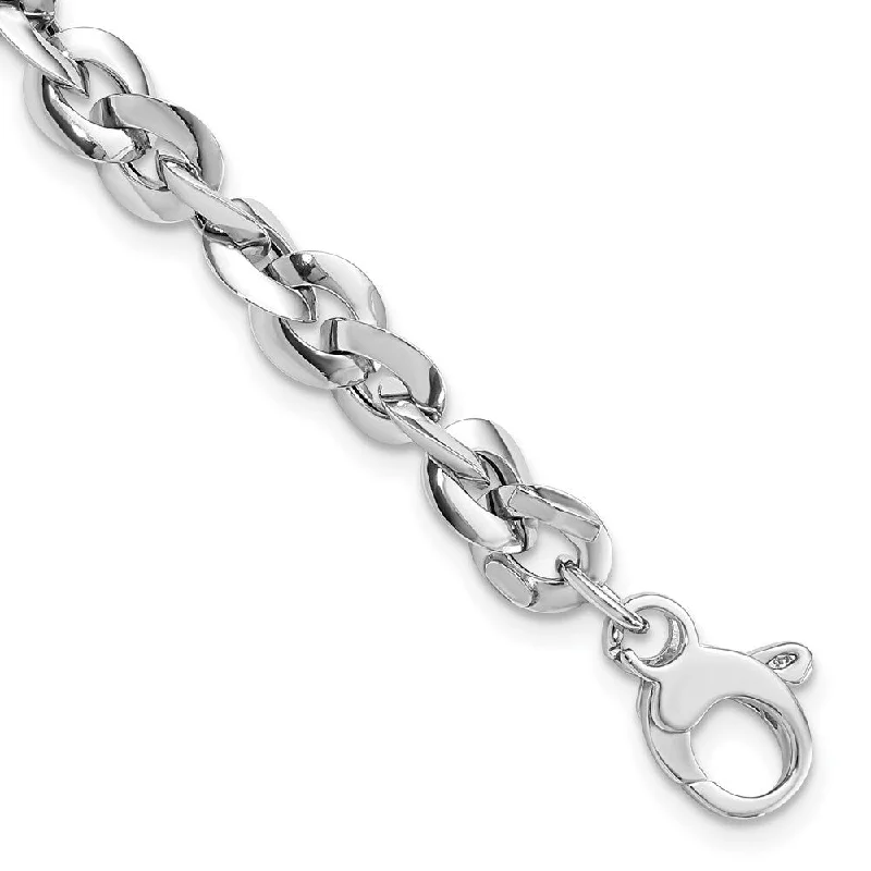 Women’s bridal bracelets-14k White Gold 6.3mm Fancy Link Bracelet, 7.5"