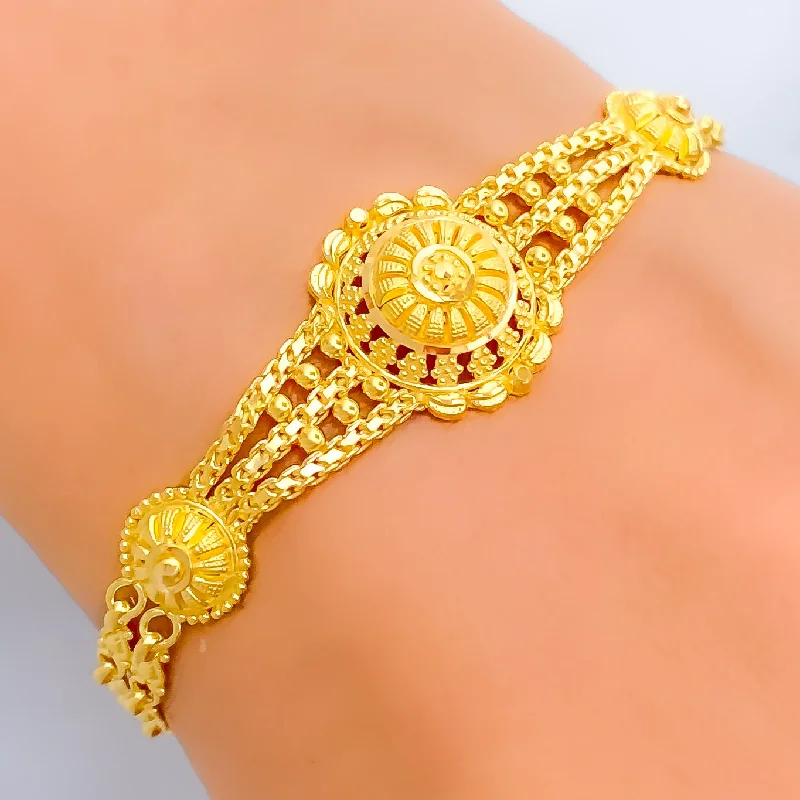 Women’s bridal bangle bracelets-Iconic Regal  22k Gold Bracelet