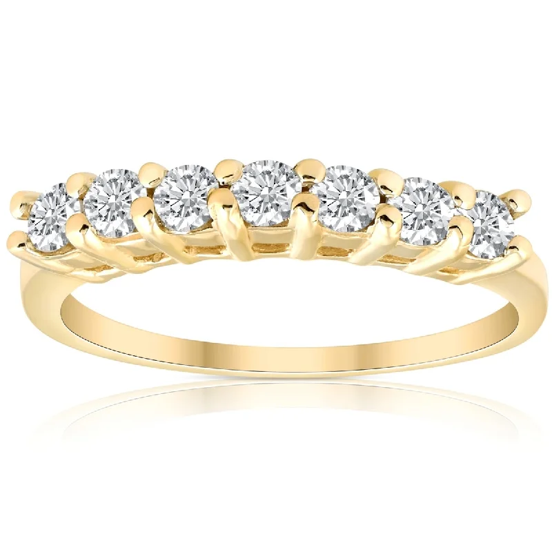 Women’s stackable engagement rings-5/8ct 14K Yellow Gold Diamond Anniversary Wedding Ring