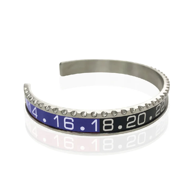 Women’s sterling silver bangles-Stainless Steel Blue and Black Watch Speedometer Bracelet