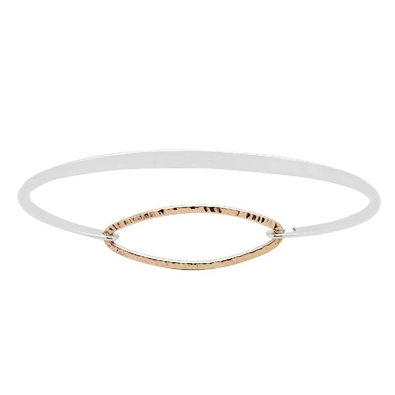 Women’s luxury diamond bracelets-E.L. Designs Textured Oval Bracelet in Sterling Silver and 14kt Yellow Gold