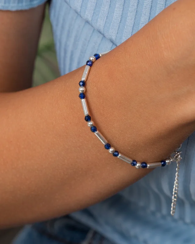 Women’s diamond bangle bracelets-Navy and Silver TS Bracelet