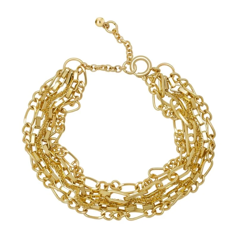 Women’s statement cuff bracelets-Victoria Townsend Yellow Gold Plated 5 Row Link Bracelet