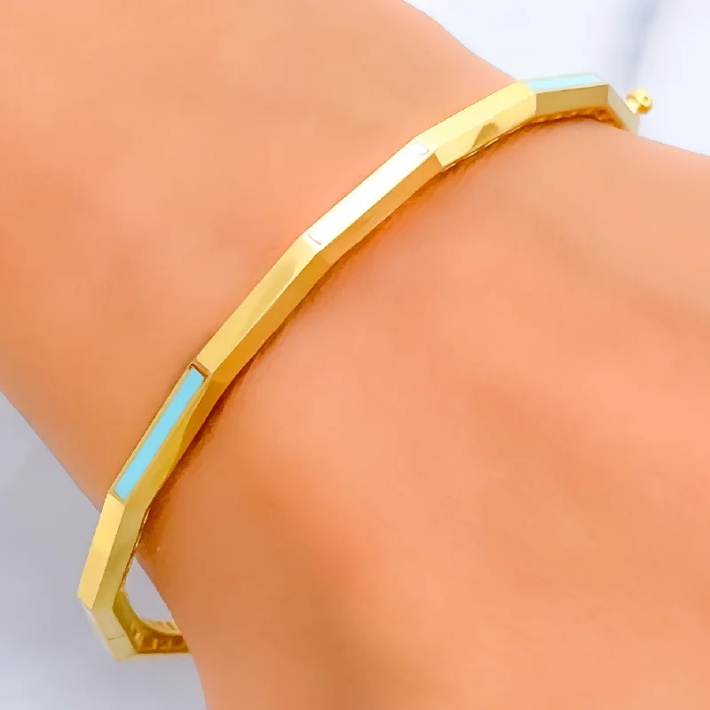 Women’s silver cuff bracelets-Dainty Multi-Color 21k Gold Bangle Bracelet