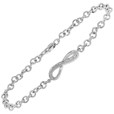 Women’s friendship bracelets-Diamond Infinity Bracelet in Sterling Silver (1/10ct tw)