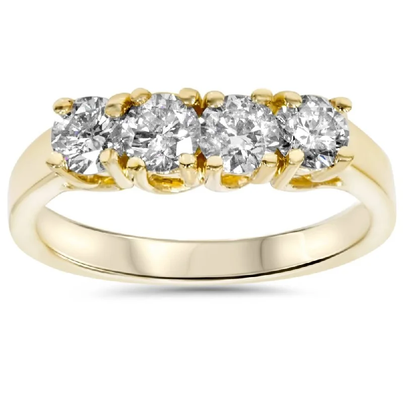 Women’s eco-friendly engagement rings-1ct Diamond Yellow Gold Curve Wedding Ring Enhancer