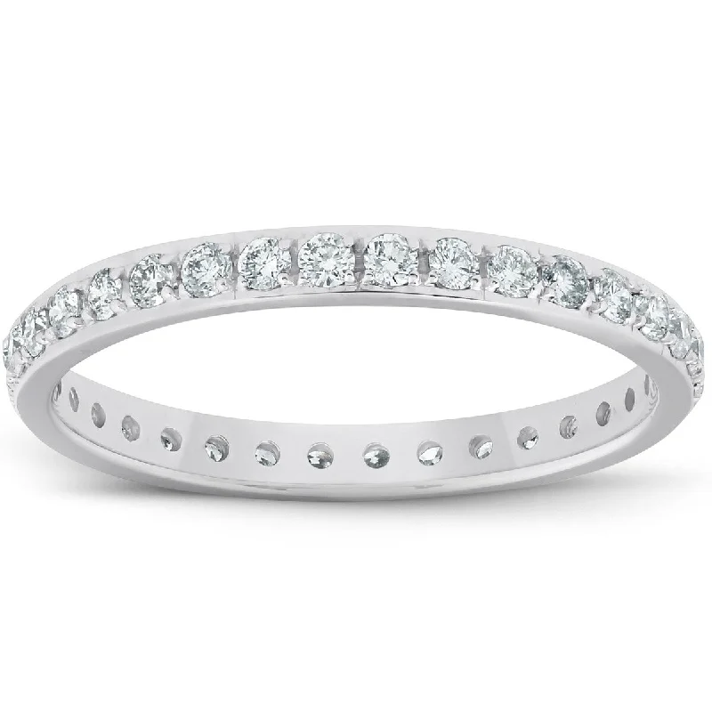 Women’s unique engagement rings-1/2ct Diamond Wedding Ring Womens Eternity Band 10k White Gold