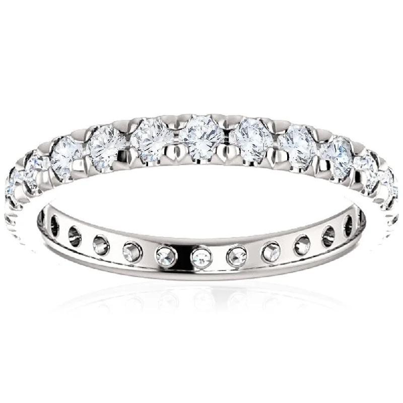 Women’s engagement rings with halo settings-Pompeii3 14k White Gold 1Ct TDW Diamond Eternity Wedding Ring