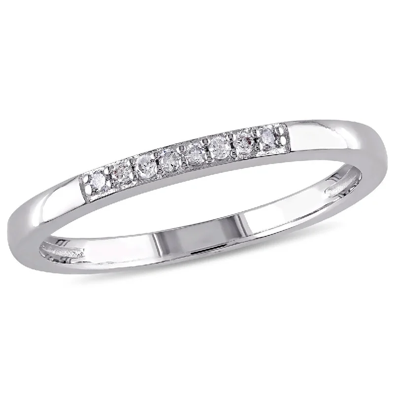 Women’s three-stone engagement rings-Miadora 0.06 CT TW Diamond Wedding Band in Sterling Silver