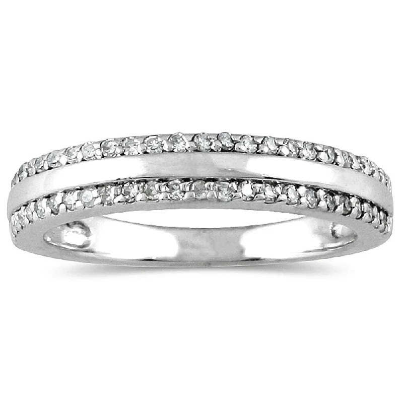 Women’s elegant solitaire engagement rings-1/4 Carat TW Diamond Wedding Band in 10K White Gold