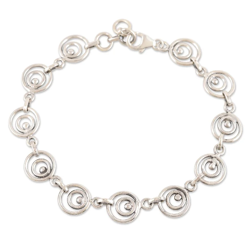 Women’s sparkling bracelets-Novica Handmade Spirals Of Hope Sterling Silver Link Bracelet