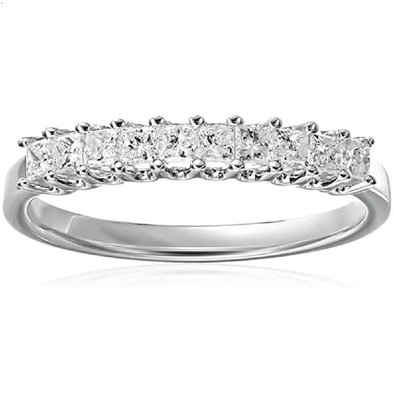 Women’s personalized engagement rings-1/2CT Princess Cut Diamond U-Prong Wedding Ring 10k White Gold