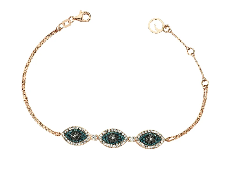 Women’s gemstone link bracelets-EYE LIGHT GOLD DIAMOND BRACELET